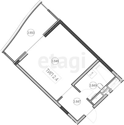 Студия, 30.8м²